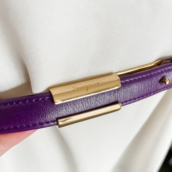 Salvatore Ferragamo Purple Leather Slide & Post Belt size 95cm Large L/XL - Picture 9 of 10